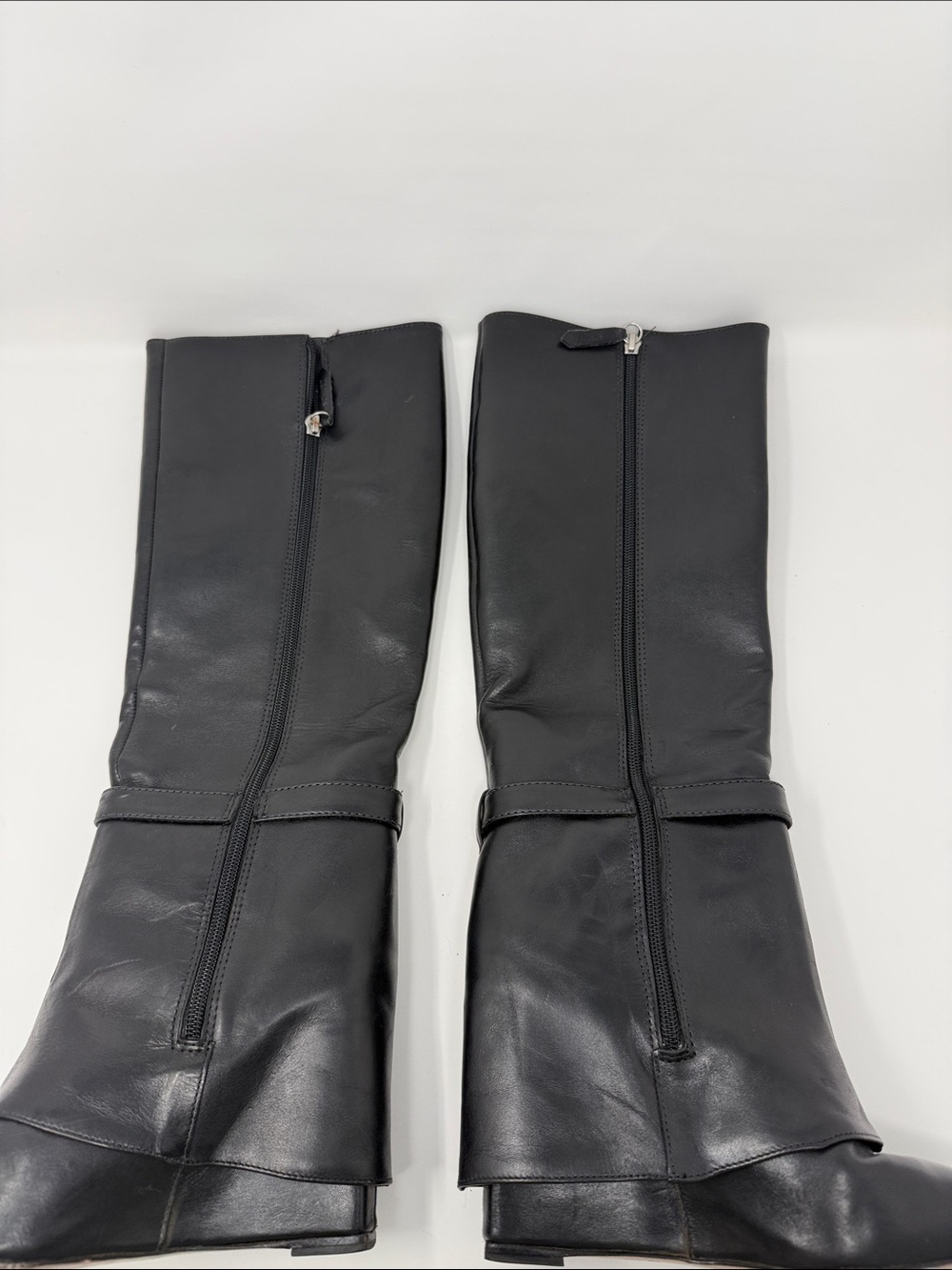 SCHUTZ Black Pointed-Toe Knee Boots with Buckle - Picture 2 of 9
